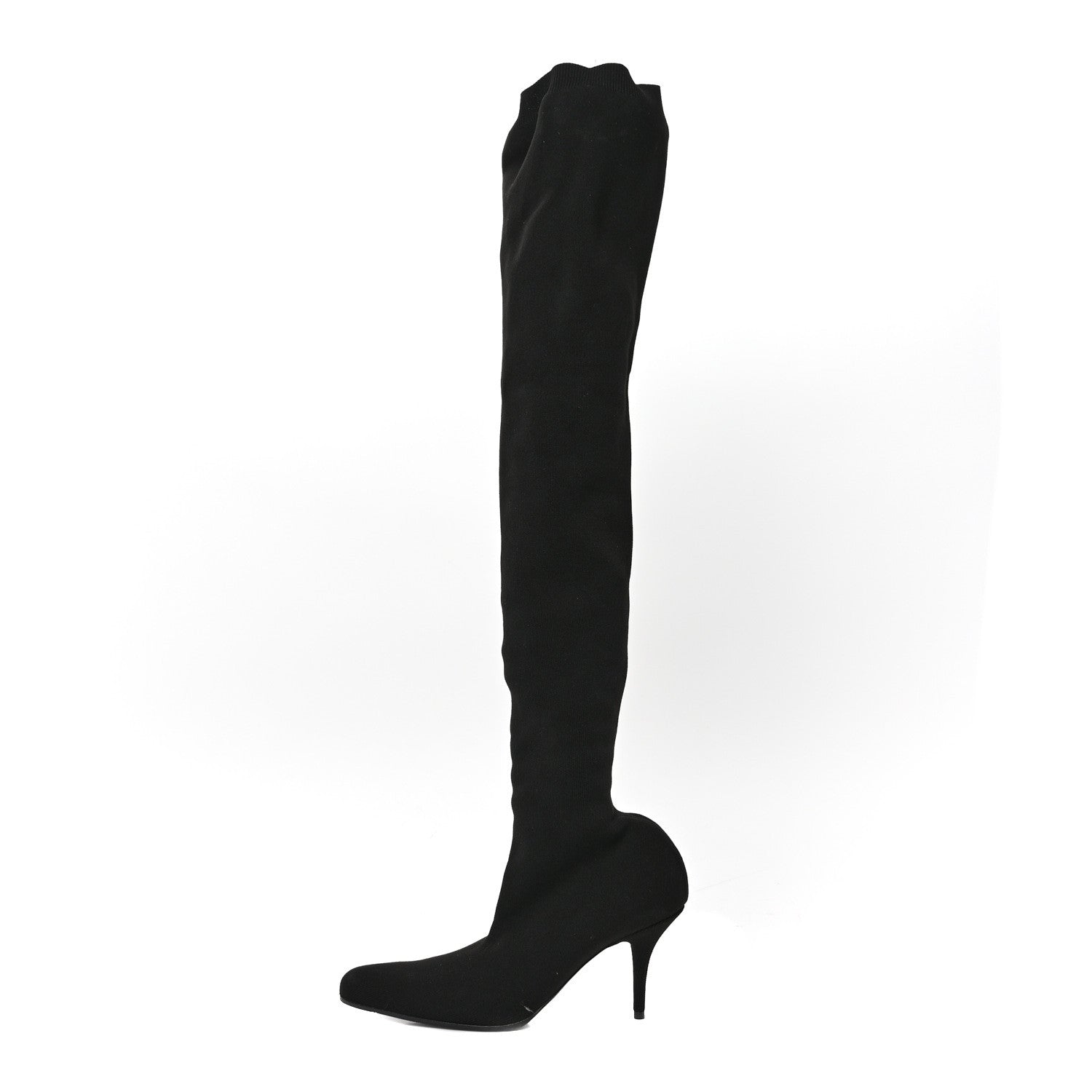 Balenciaga Crepe Jersey Pointed Toe Knife Thigh High Boots 40 Black 1 of 7