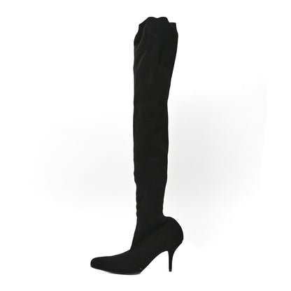 Balenciaga Crepe Jersey Pointed Toe Knife Thigh High Boots 40 Black 1 of 7