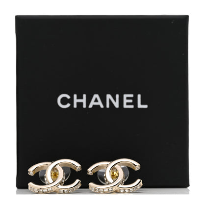 Chanel Metal Baguette Crystal CC Earrings Gold 5 of 5