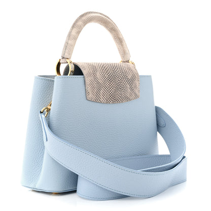 Louis Vuitton Taurillon Calfskin Karung Patchwork Capucines BB Olympe Blue 3 of 10