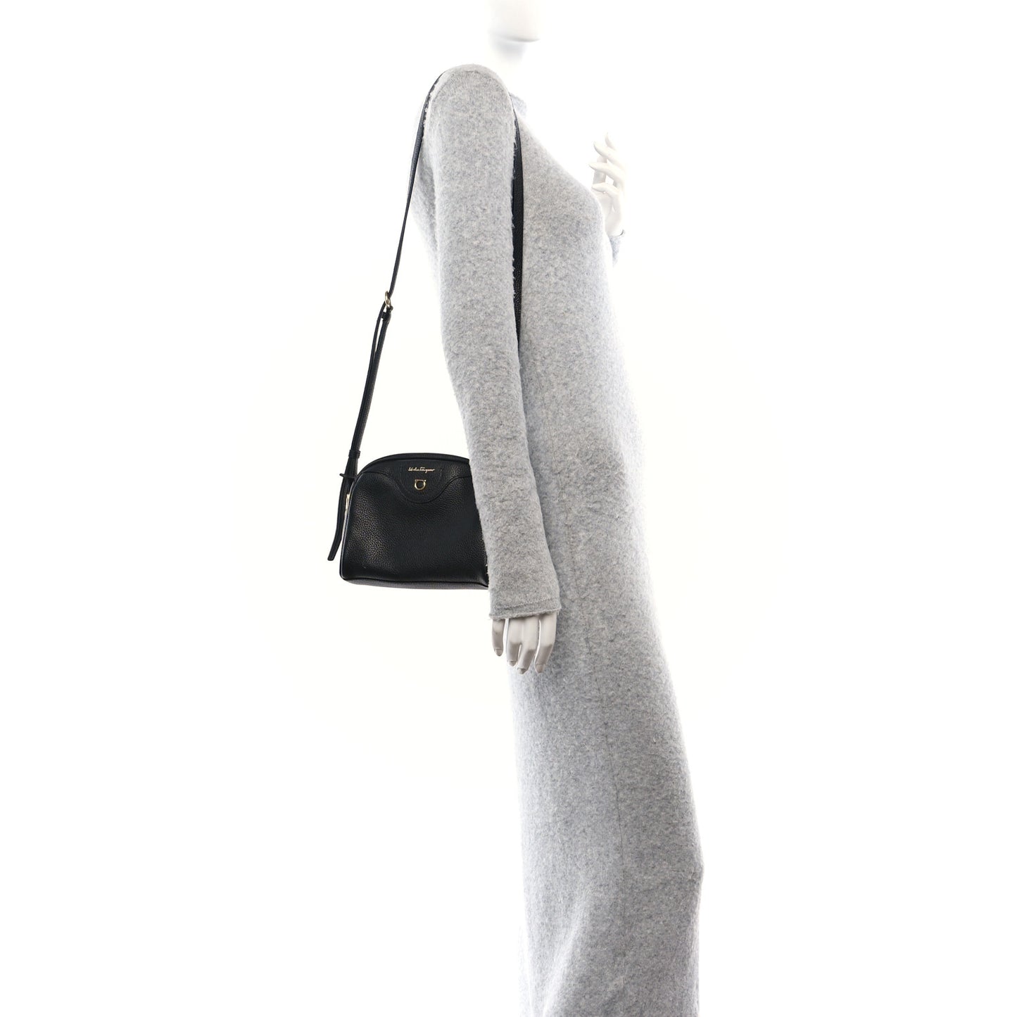 Calfskin Travel Camera Crossbody Bag Black