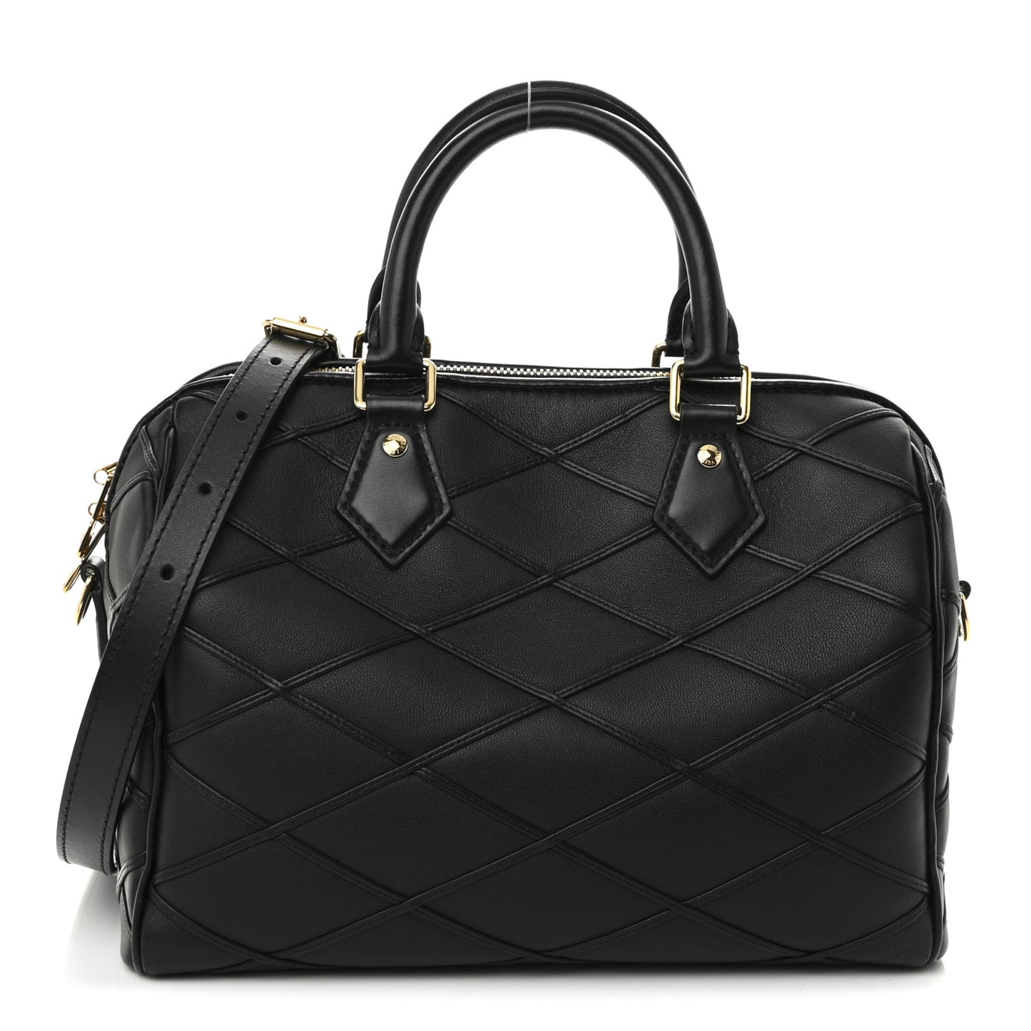 Lambskin Malletage Speedy Bandouliere 25 Black
