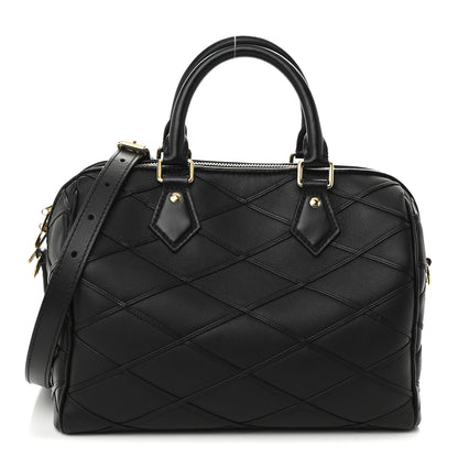 Louis Vuitton Lambskin Malletage Speedy Bandouliere 25 Black 1 of 9