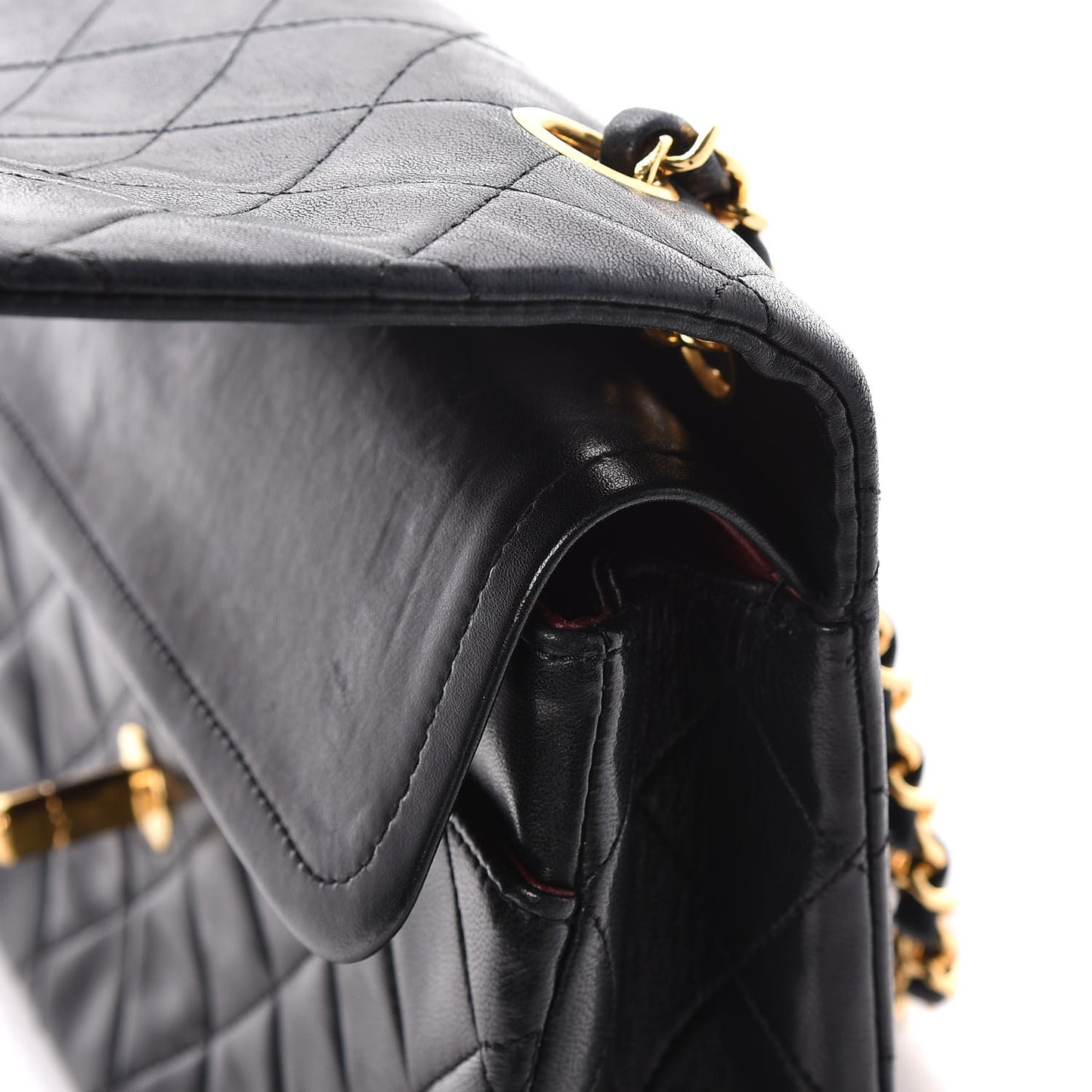 Lambskin Quilted Medium Double Flap Black