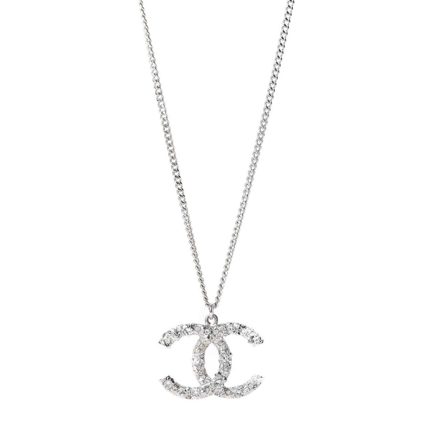 Crystal Large CC Necklace Silver
