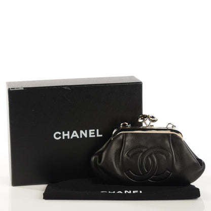 Chanel Lambskin CC Kiss Lock Evening Clutch Black 5 of 8