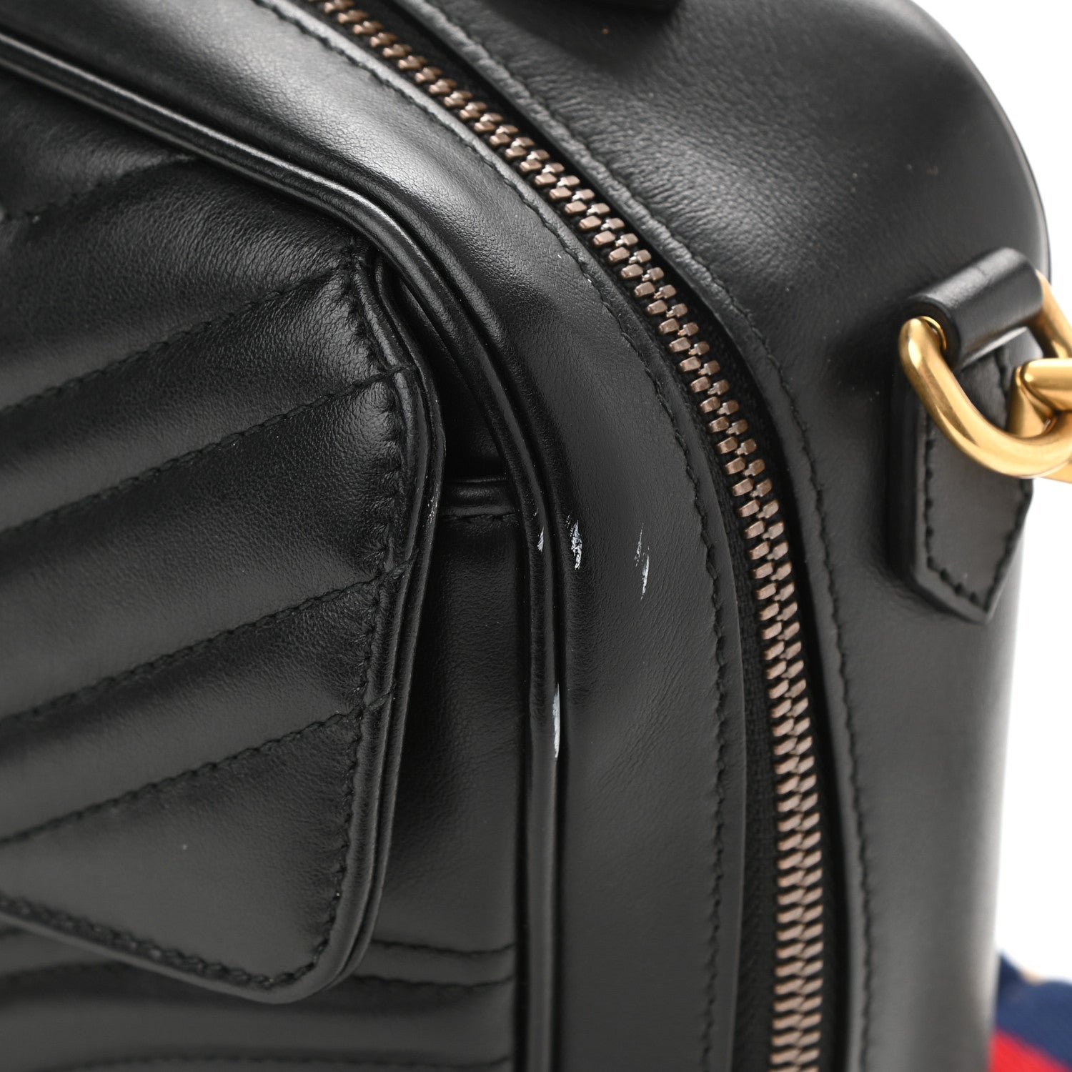 Gucci Calfskin Matelasse Sylvie Web Small GG Marmont Top Handle Shoulder Bag Black 11 of 11