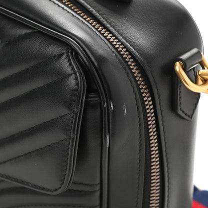 Gucci Calfskin Matelasse Sylvie Web Small GG Marmont Top Handle Shoulder Bag Black 11 of 11