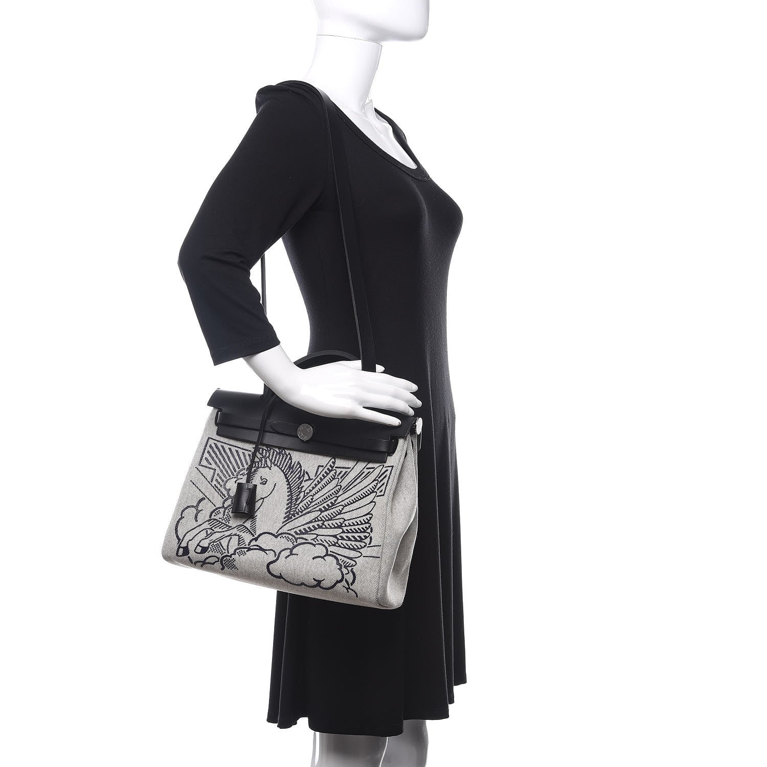 Hermes Vache Hunter Toile Pegase Pop Herbag Zip Retourne 31 PM Bleu Indigo 2 of 11