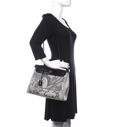 Hermes Vache Hunter Toile Pegase Pop Herbag Zip Retourne 31 PM Bleu Indigo 2 of 11
