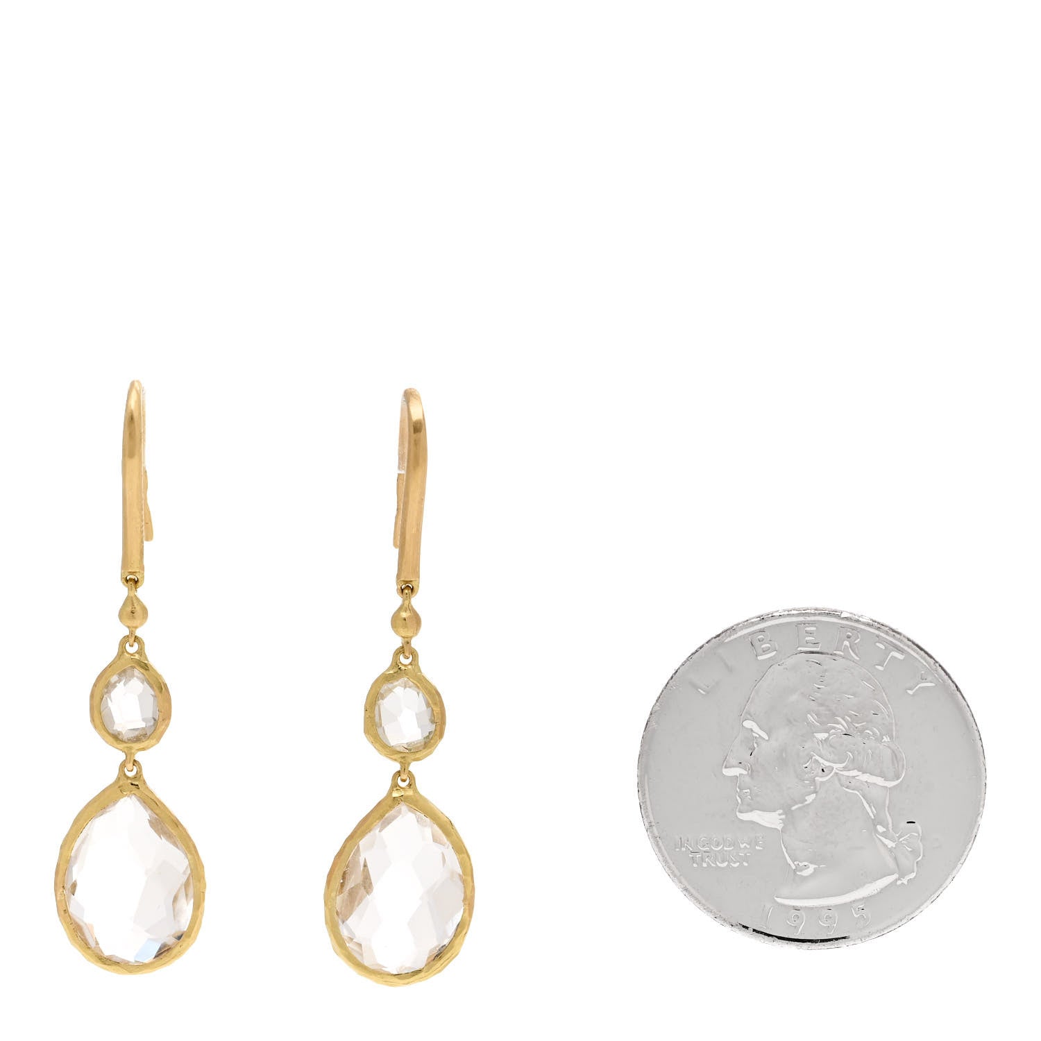 Gucci 18K Yellow Gold Quartz Drop Earrings 2 of 4