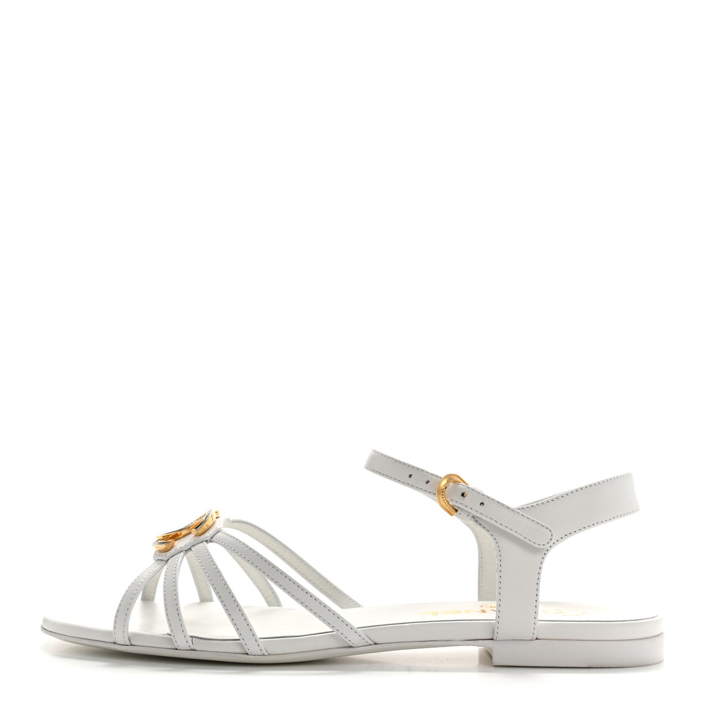 Lambskin Crystal CC Sandals 37.5 White