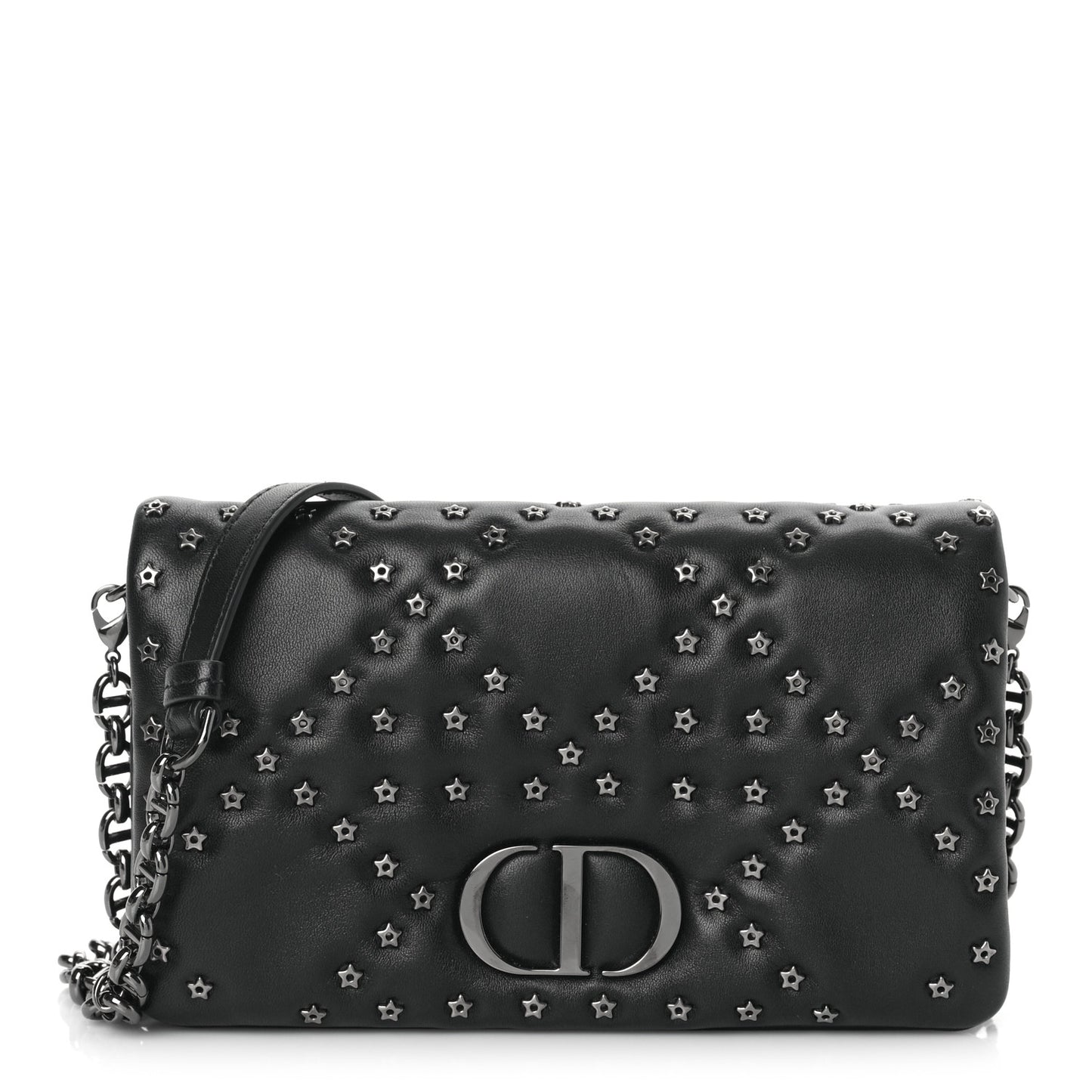 Calfskin Star Motif Macrocannage Mini Caro Bag Black