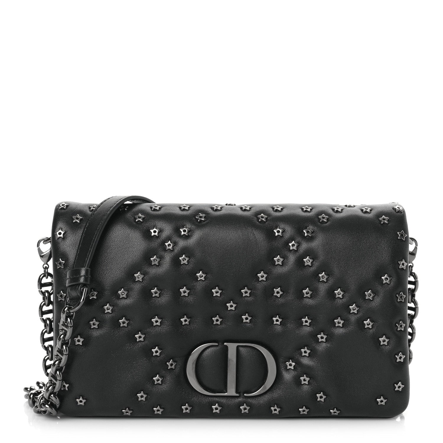 Christian Dior Calfskin Star Motif Macrocannage Mini Caro Bag Black 1 of 6