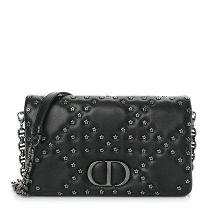 Christian Dior Calfskin Star Motif Macrocannage Mini Caro Bag Black 1 of 6
