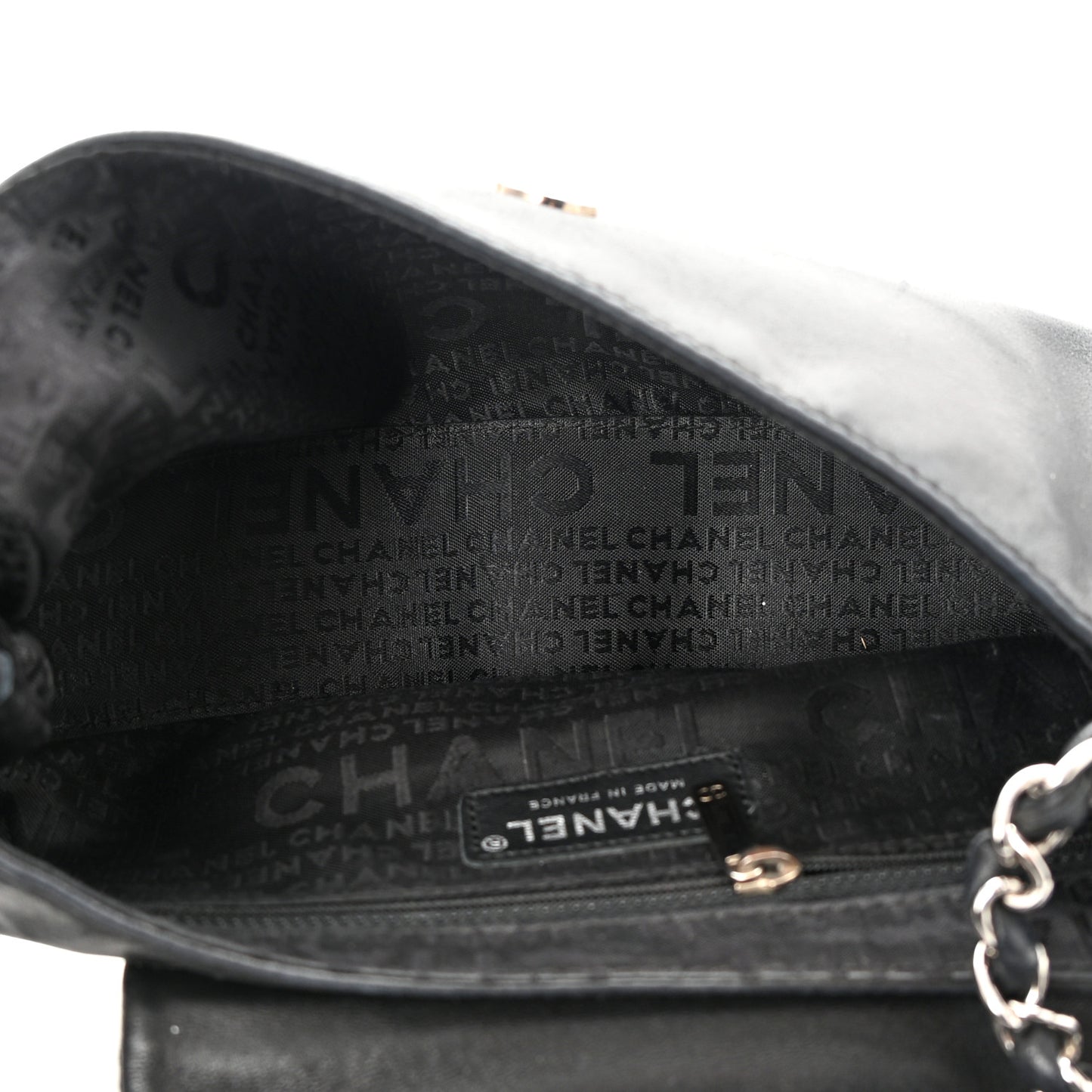 Lambskin Quilted CC Accordion Shoulder Bag Black