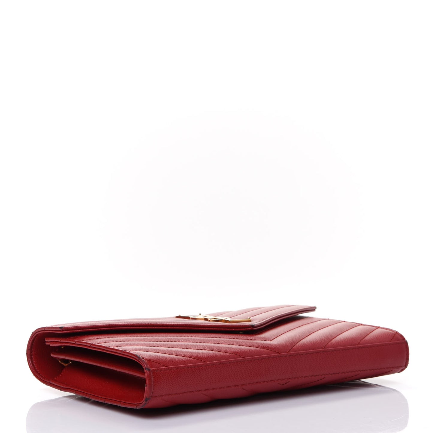 Grain De Poudre Matelasse Chevron Monogram Chain Wallet Red