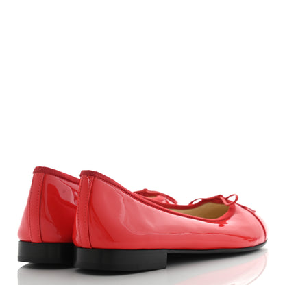Chanel Patent CC Cap Toe Ballerina Flats 38 Red 4 of 10