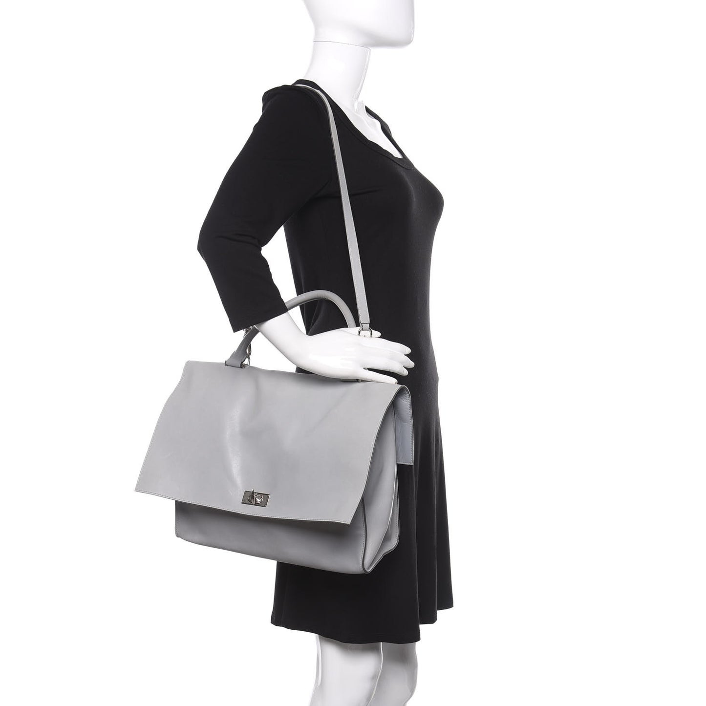 Lambskin Medium Shark Lock Satchel Grey