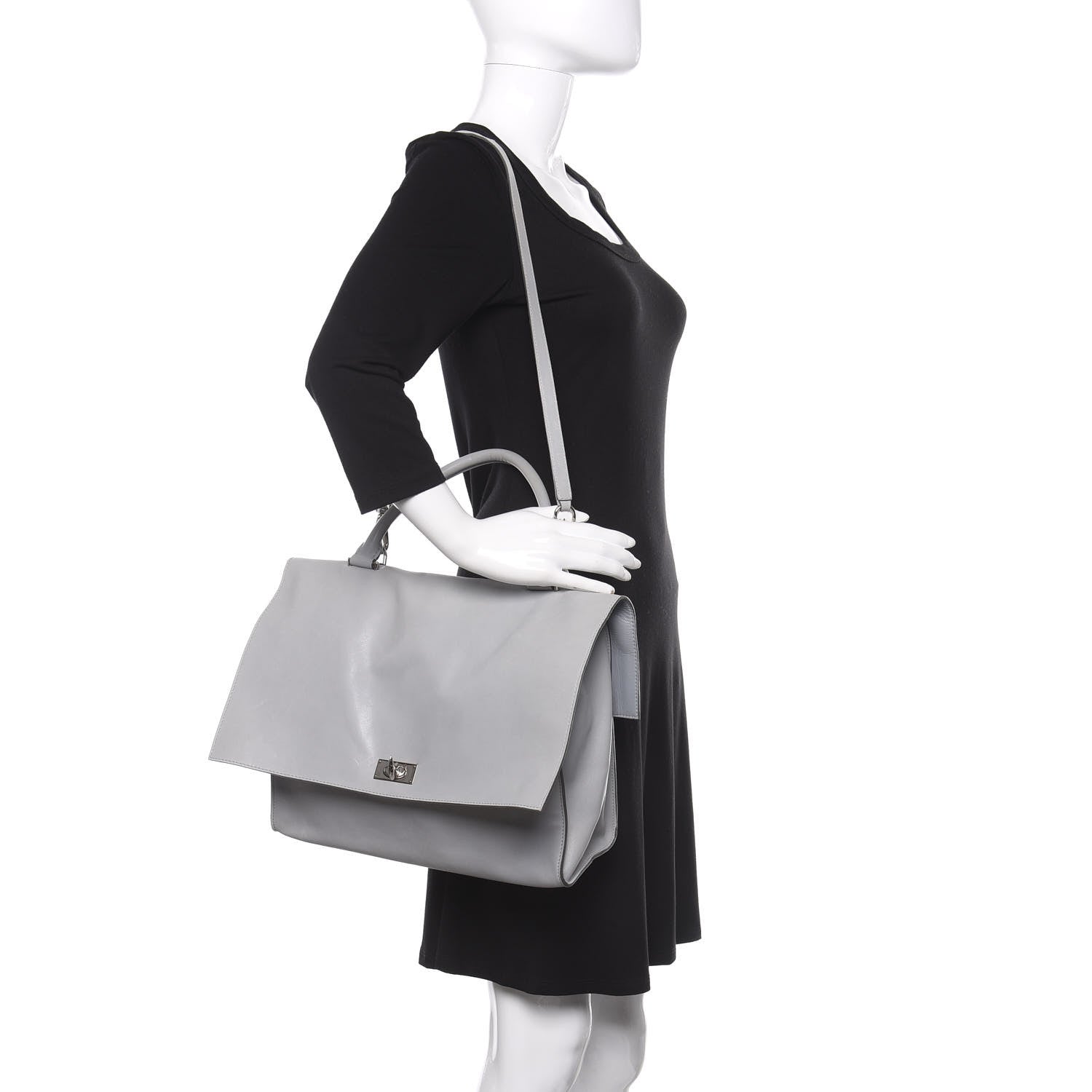 Givenchy Lambskin Medium Shark Lock Satchel Grey 2 of 16