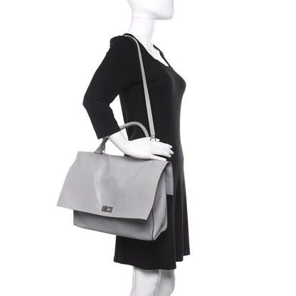 Givenchy Lambskin Medium Shark Lock Satchel Grey 2 of 16