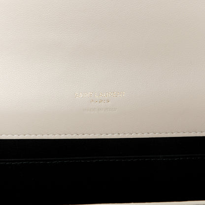 Saint Laurent Lambskin Carre Quilted Cassandre Pouch Clutch Crema Soft 6 of 8