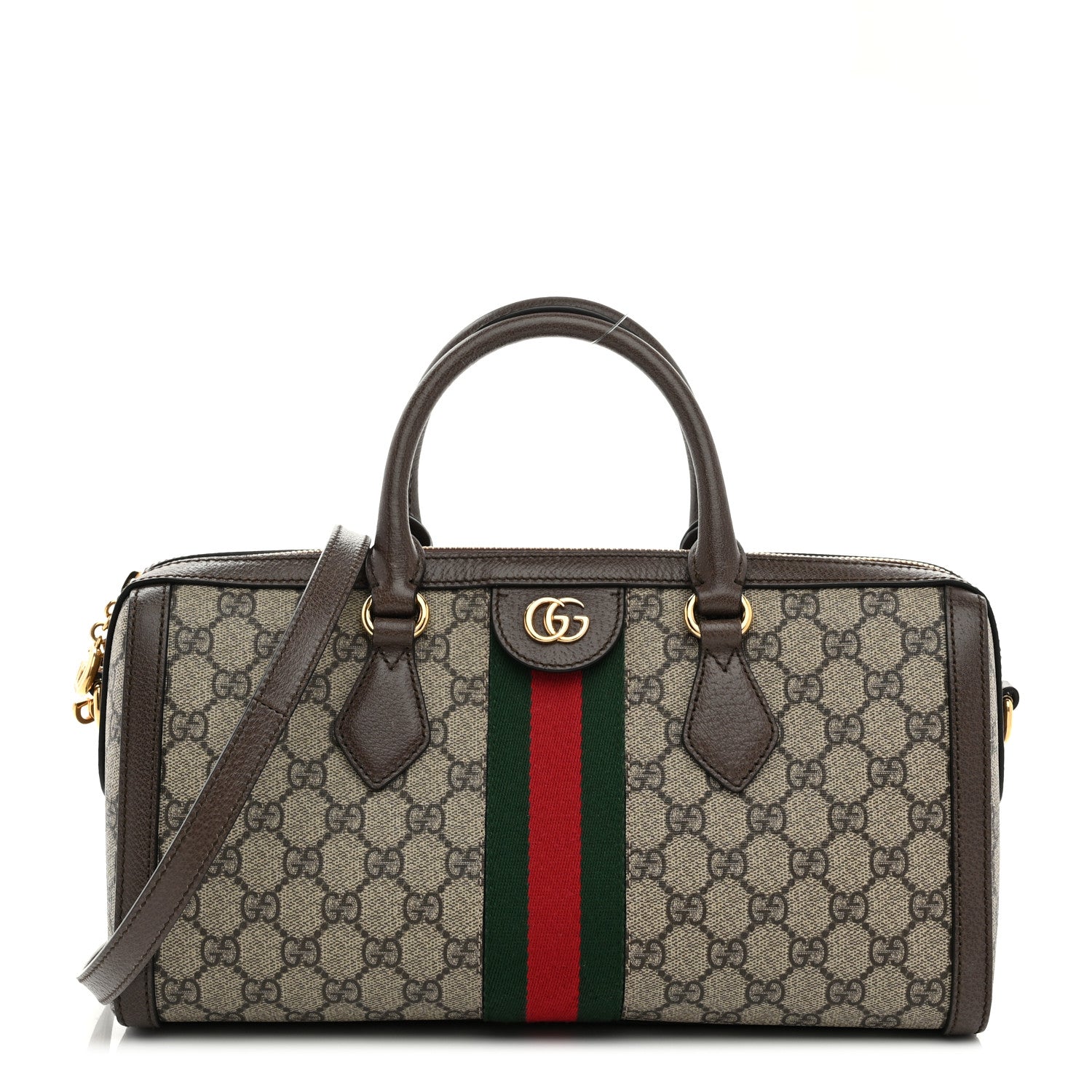 Gucci GG Supreme Monogram Web Medium Ophidia Boston Brown 1 of 10