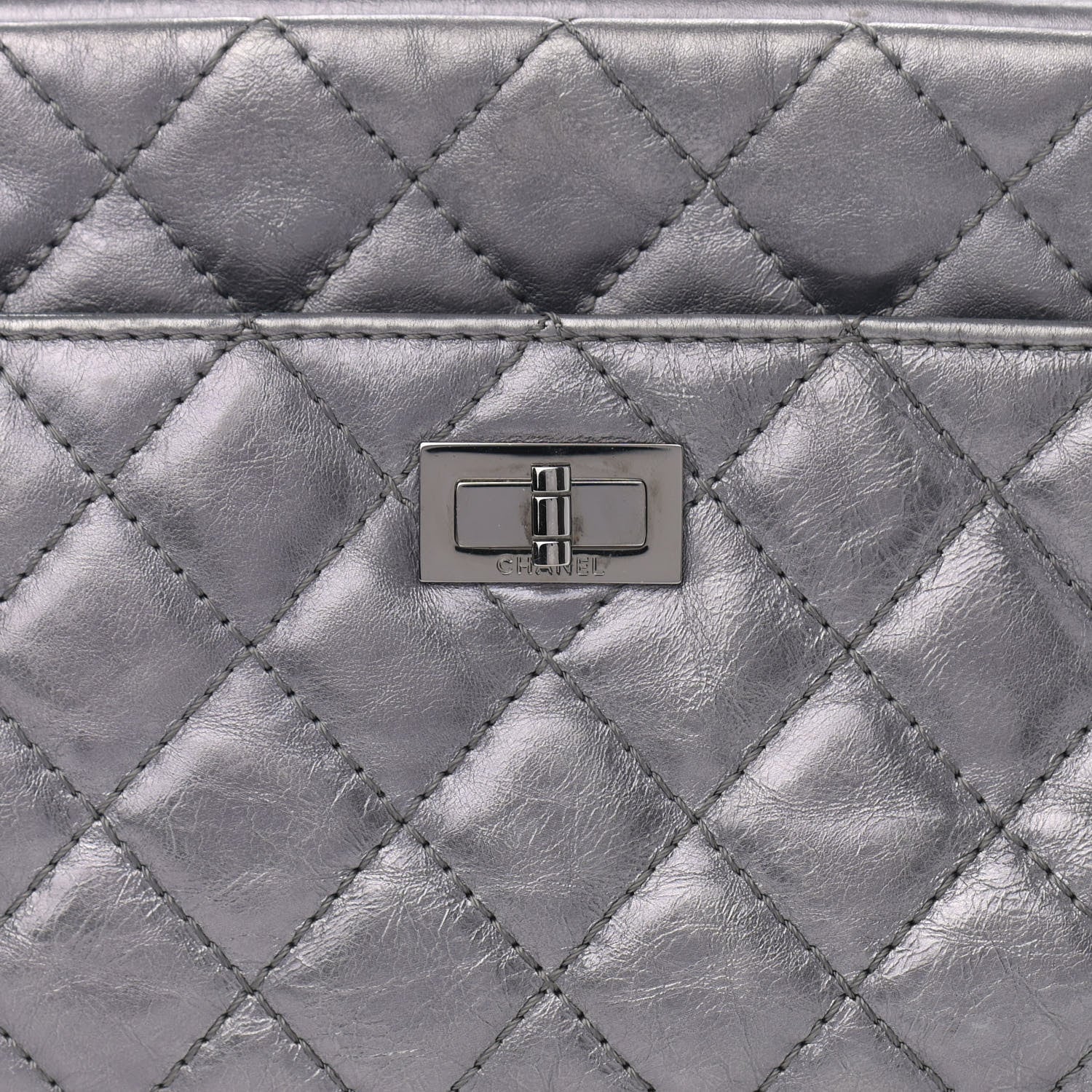 Chanel Metallic Aged Calfskin Quilted Medium Reissue Camera Case Dark Silver 10 of 13