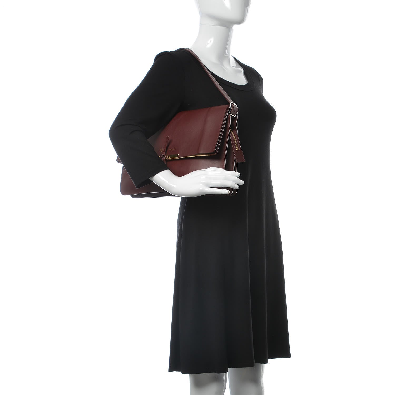 Celine Calfskin Blade Flap Burgundy 2 of 10