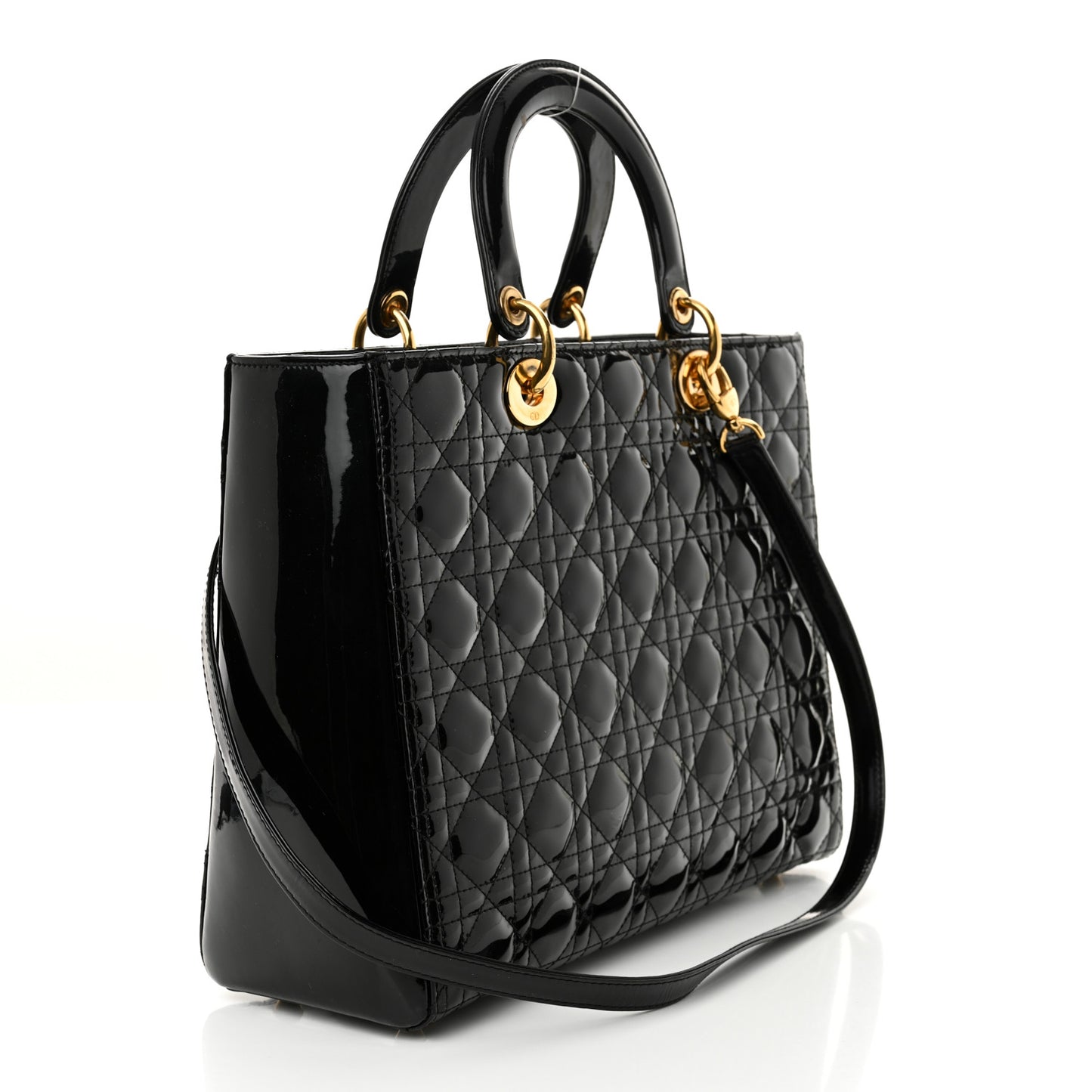 Patent Cannage Large Lady Dior Black