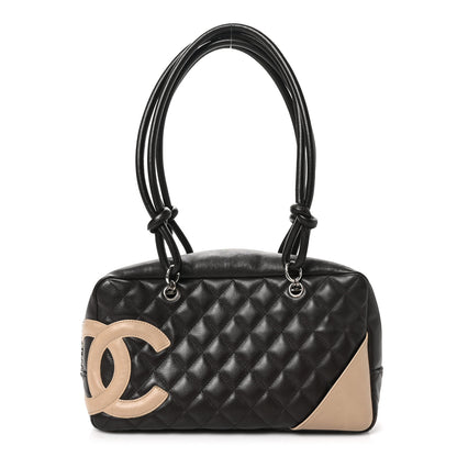 Chanel Calfskin Quilted Cambon Large Bowler Brown Beige 1 of 10