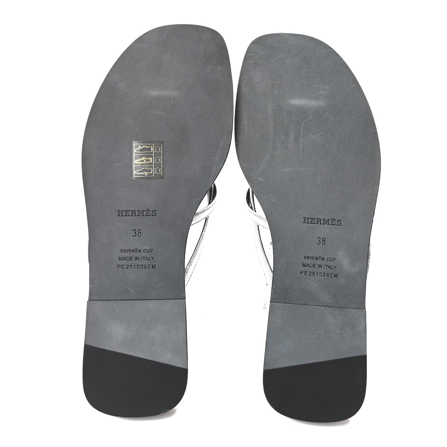 Hermes Metallic Goatskin Miss Sandals 38 Gris Argente 6 of 9