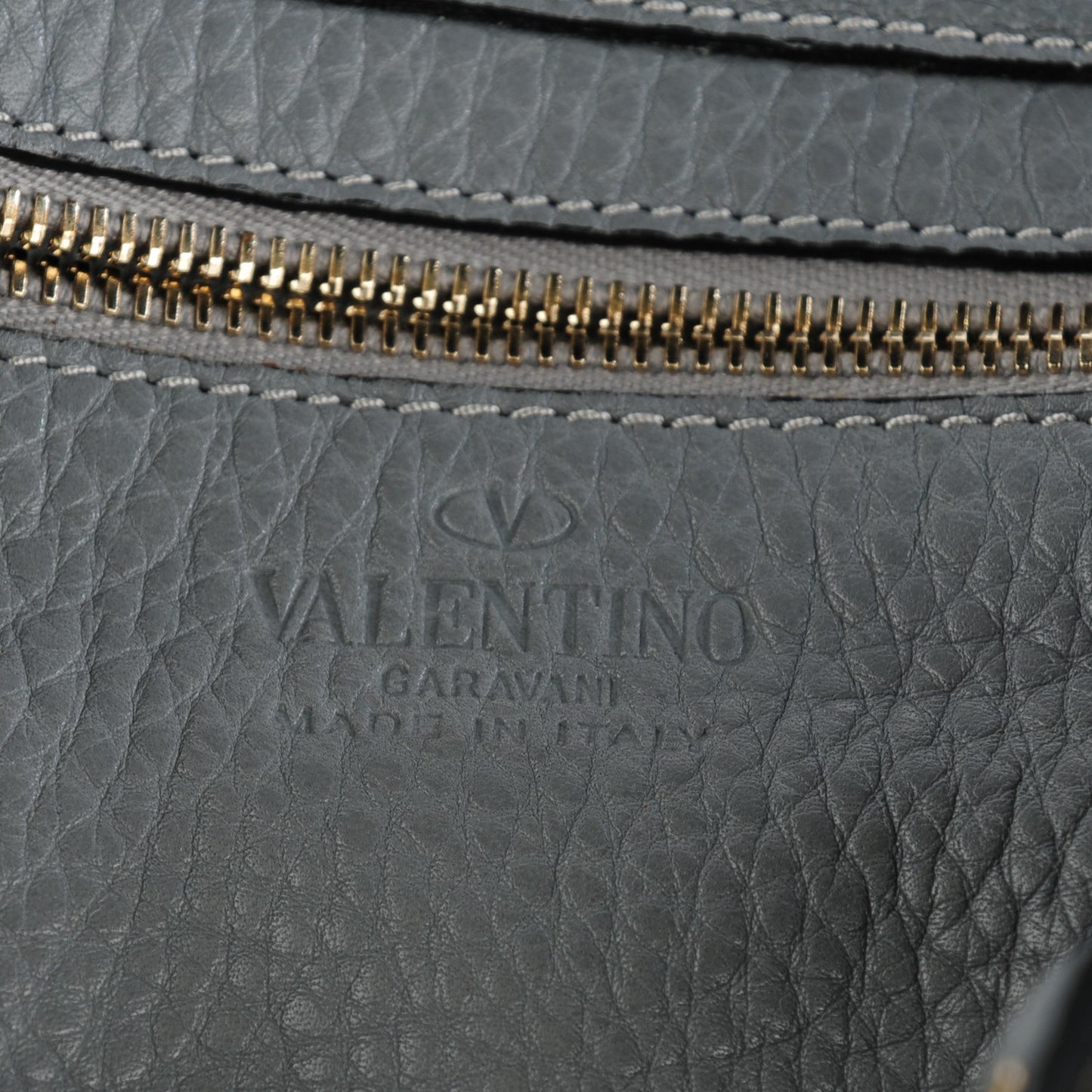 Grained Calfskin Small Rockstud Tote Grey