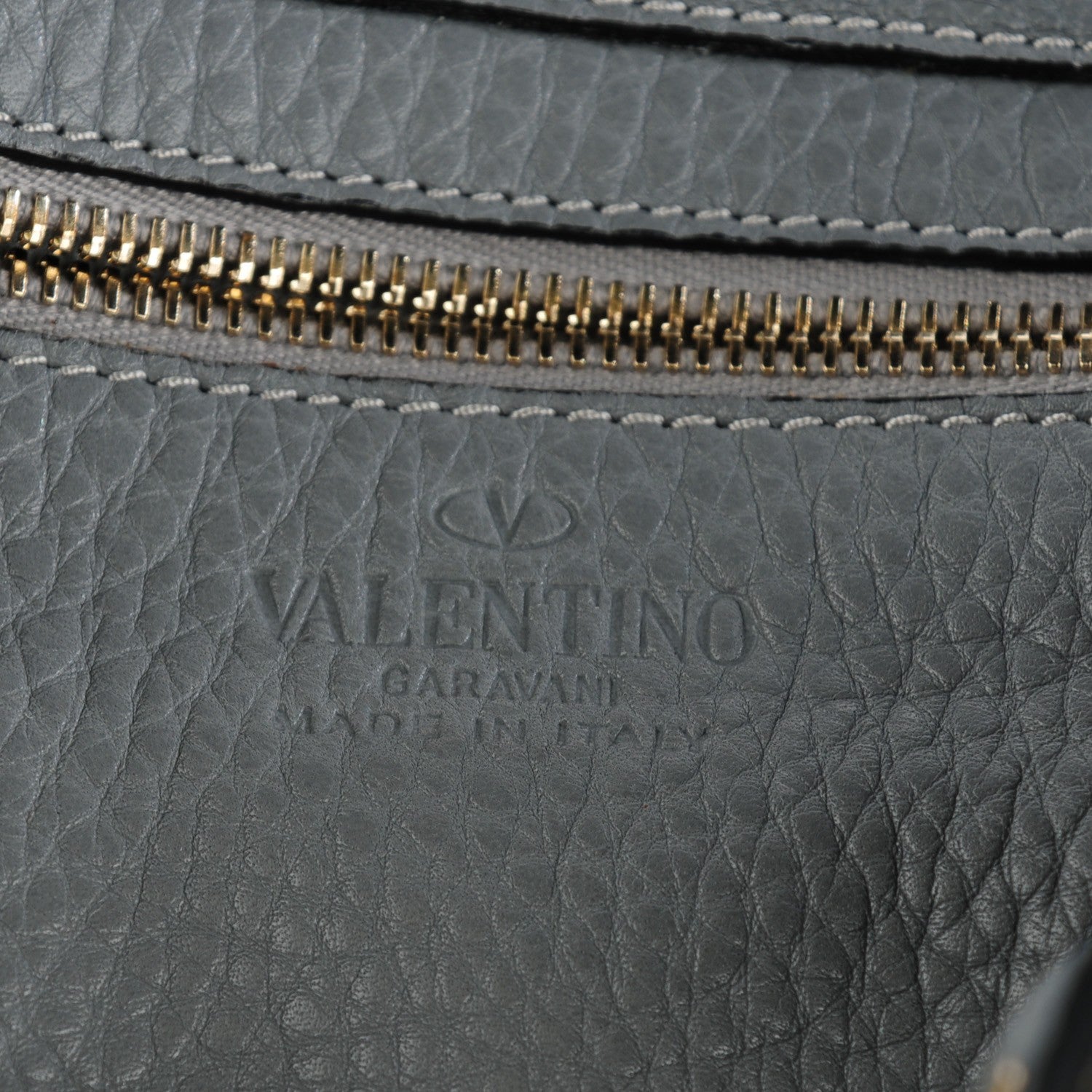 Valentino Garavani Grained Calfskin Small Rockstud Tote Grey 5 of 9