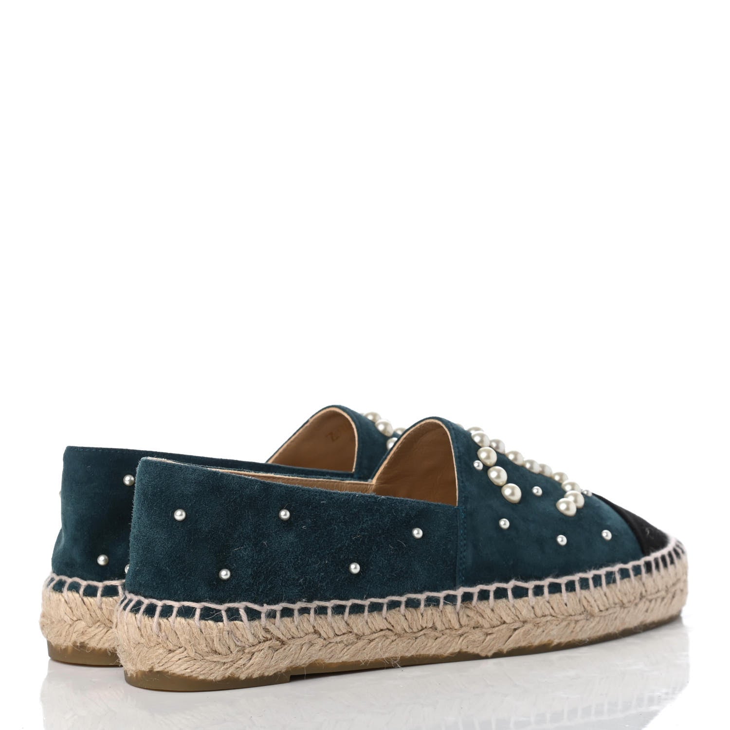 Chanel Suede Pearl CC Espadrilles 36 Teal 7 of 18