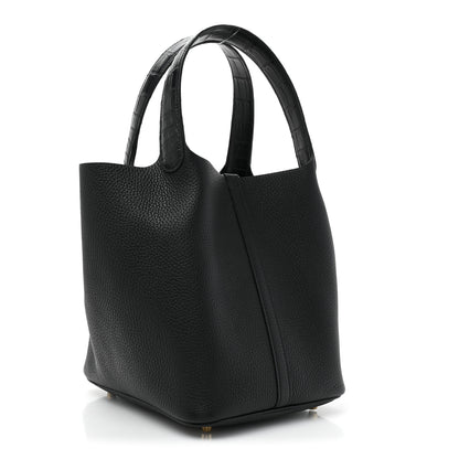 Hermes Taurillon Clemence Matte Alligator Picotin Lock Touch 22 MM Black 3 of 10