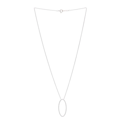 Tiffany 18K White Gold Diamond Metro Oval Pendant Necklace 3 of 6
