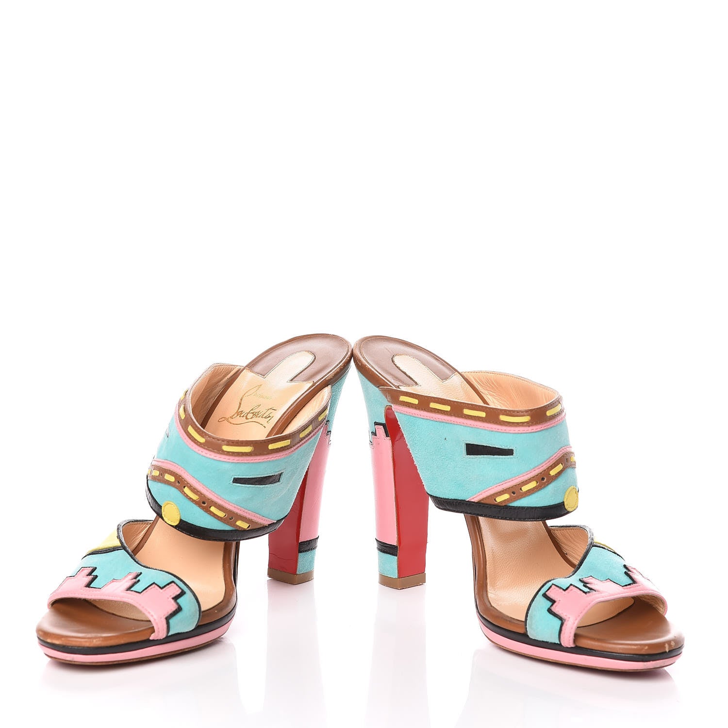 Christian Louboutin Suede Zunika 120 Slide Sandals 38 Turquoise Multicolor 20 of 20