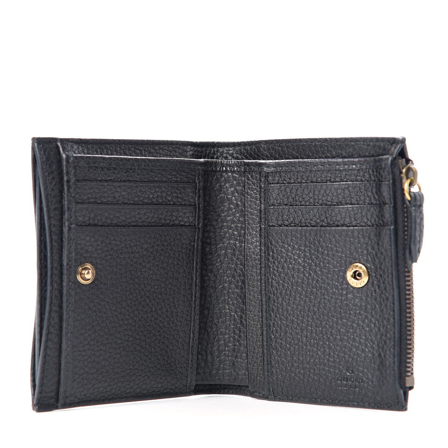 Pebbled Calfskin Animalier Card Case Wallet Black