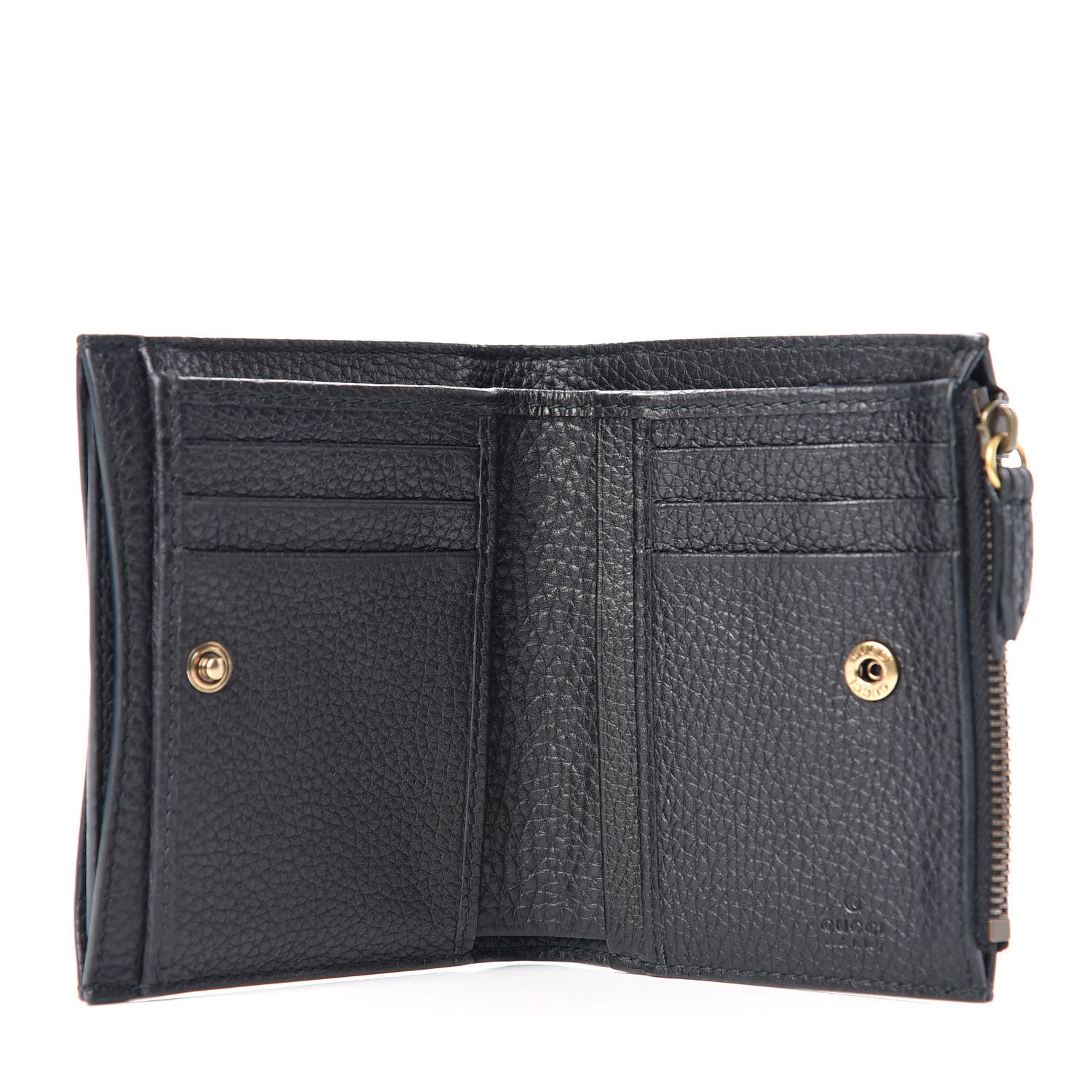 Gucci Pebbled Calfskin Animalier Card Case Wallet Black 5 of 7