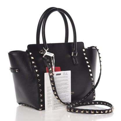 Valentino Garavani Vitello Small Rockstud Double Handle Tote Black 3 of 8