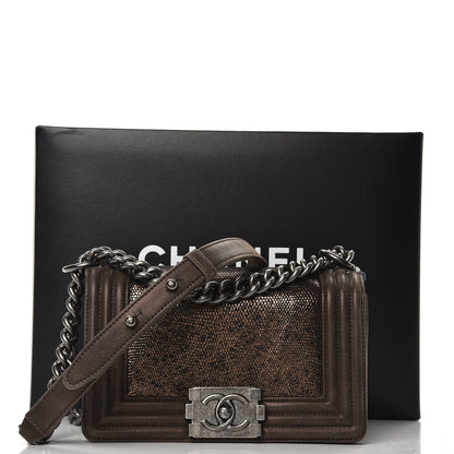 Chanel Metallic Lizard Iridescent Calfskin Small Boy Flap Bronze 10 of 10