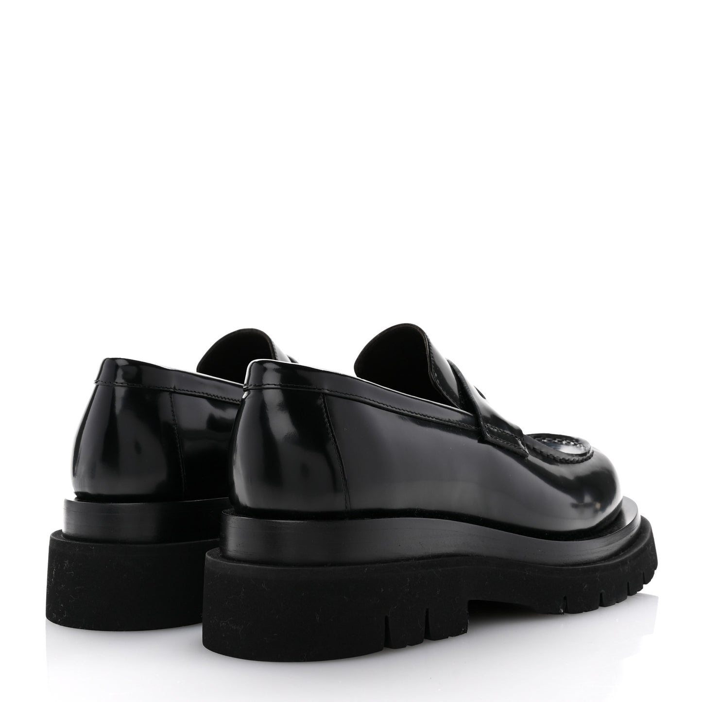 Soft Vinyl Calfskin Lug Loafers 39.5 Black