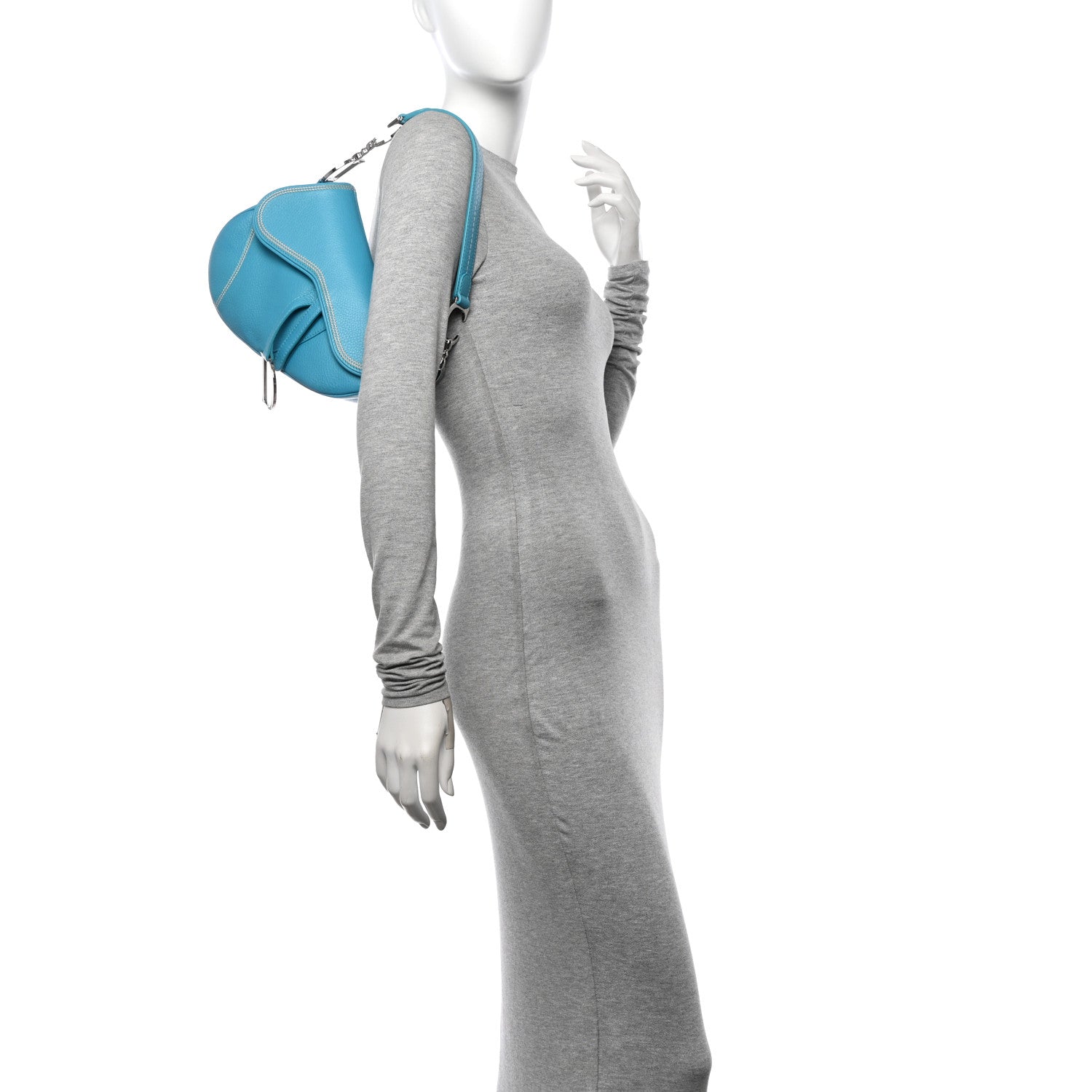 Christian Dior Calfskin Saddle Bag Turquoise 2 of 10