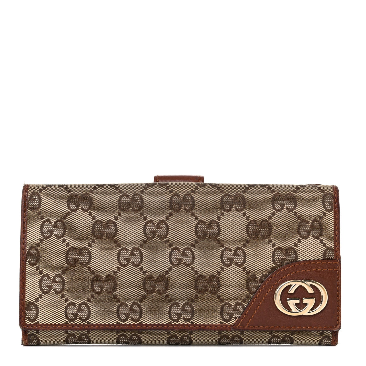 Gucci Monogram New Britt Continental Snap Wallet Dark Brown 1 of 23
