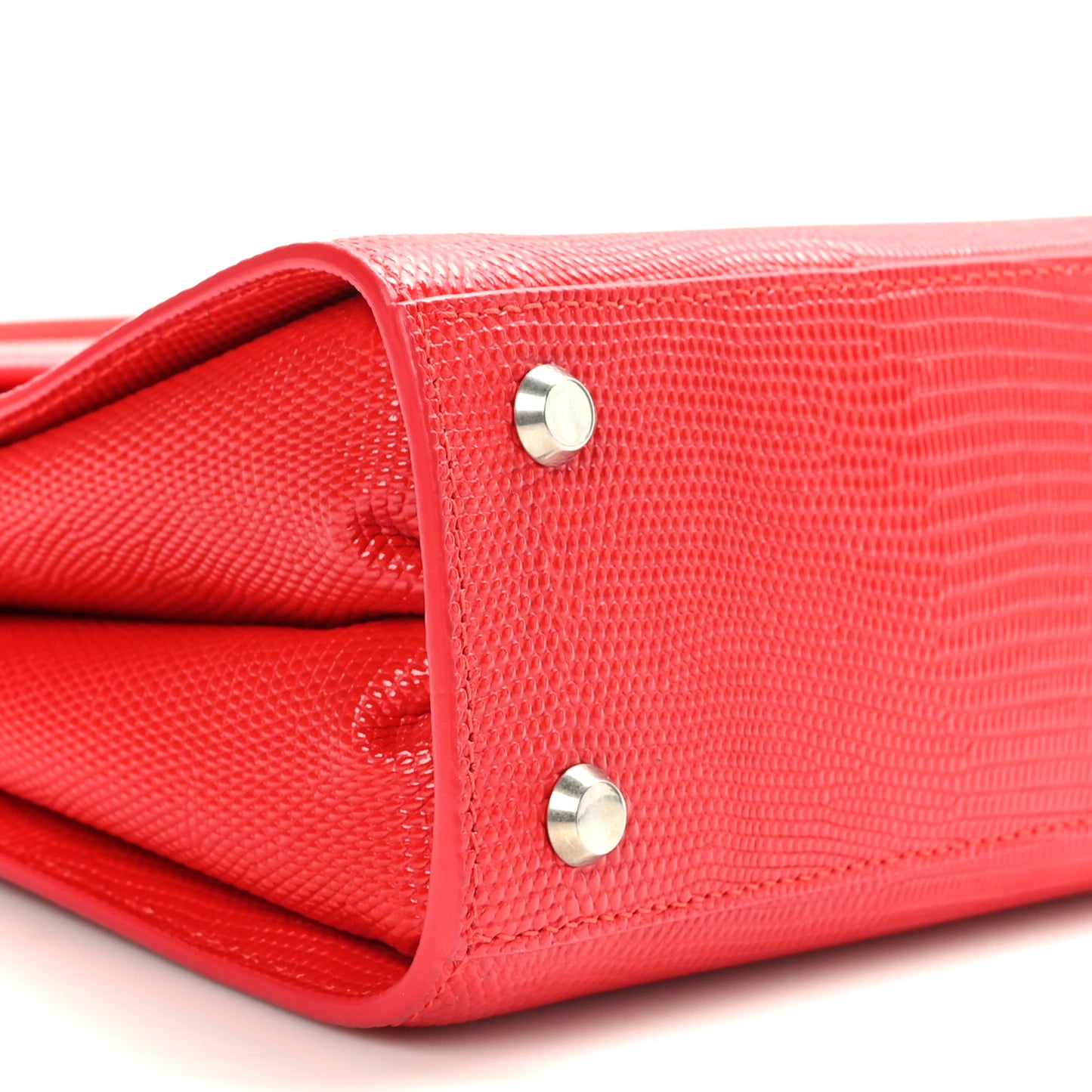 Patent Calfskin Lizard Embossed Medium Ghost Shoulder Bag Vivid Red