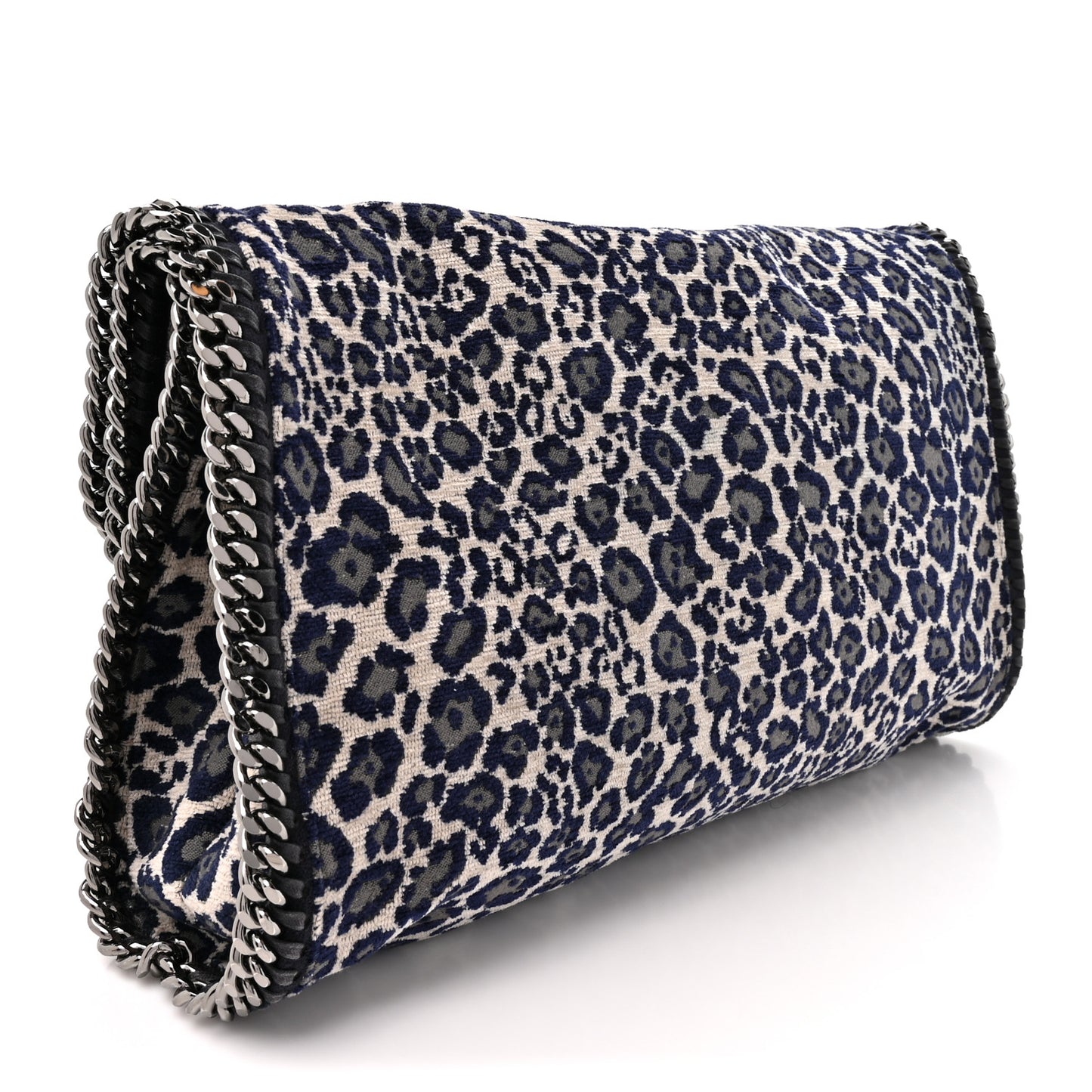 Cotton Canvas Leopard Big Falabella Fold Over Tote Grey