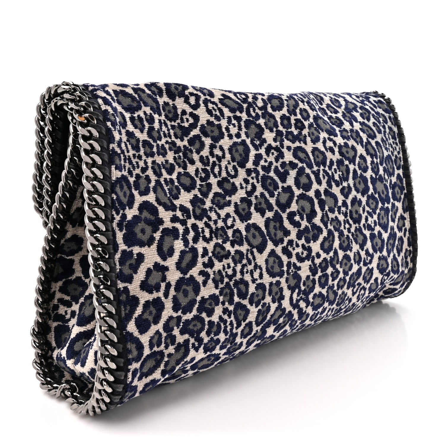 Stella McCartney Cotton Canvas Leopard Big Falabella Fold Over Tote Grey 4 of 10