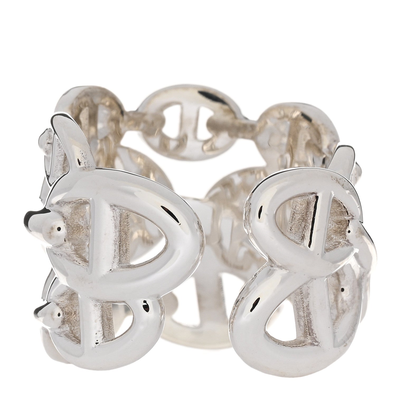 Hermes Sterling Silver GM Chaine d'Ancre Enchainee Band Ring 54 7 3 of 5