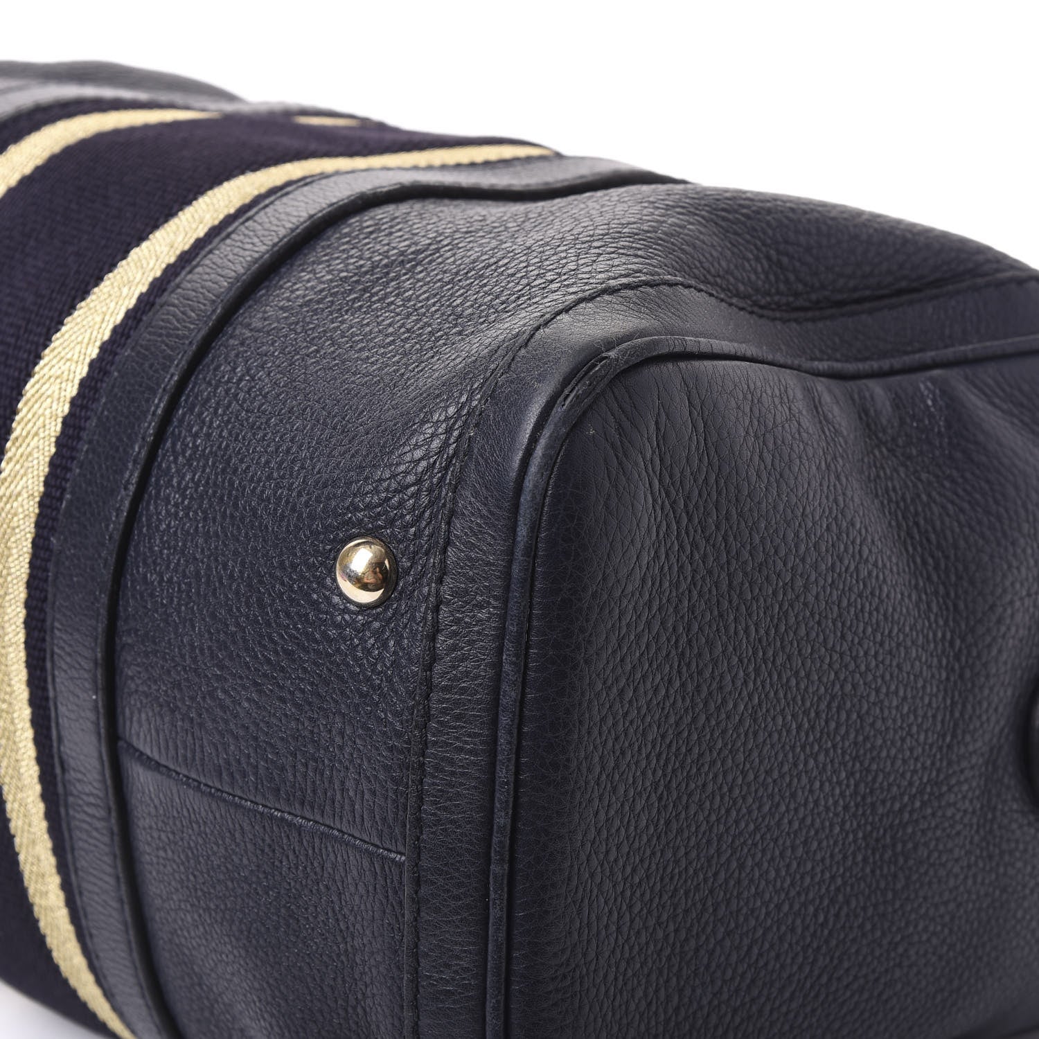 Gucci Calfskin Vintage Web Medium Boston Navy 6 of 16
